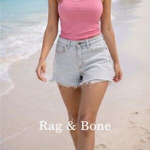🌸Rag & Bone Women’s Gray Denim Shorts Frayed Raw Hem Cutoff Summer size 25